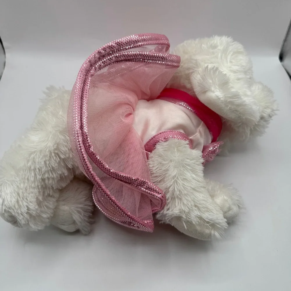 Russ Berrie Skye Plush Dog Kids Small White Pink Ballerina Tutu Stuffed Animal